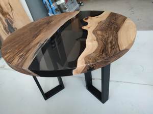 <b>Black</b> Epoxy <b>Table</b> Wooden Accent <b>Table</b> <b>Round</b> <b>Side</b> <b>Table</b> Handmade Furniture Live Edge <b>Table</b> Rustic Modern <b>Table</b> Natural Wood - Product Image 2