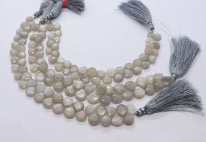 Cuentas facetadas de piedra lunar Siloni natural en forma de corazón para la fabricación de joyas, cuentas facetadas de piedra lunar Ceyloni en forma de corazón, mayorista. - Product Image 5