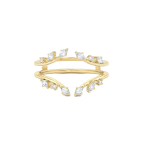 Bague en or massif 10K 14K 18K avec diamant de laboratoire marquise à sertissage ouvert, double bande, motif feuille, certifiée IGI, minimaliste, empilable, bague de promesse