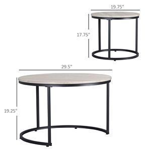 Set di 2 tavolini da caffè impilabili in ardesia con struttura in metallo per soggiorno - Costruzione resistente in MDF - Product Image 3