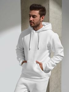 High Quality New Men's Wholesale Sportswear Mens <b>White</b> Hoodie <b>Sweatshirt</b> Set 2 Piece Tracksuit Casual Solid Long Sleeve Suit - Product Image 5