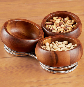 Traditional Wood Bowl Trypot <b>Nut</b> Server Bowl Classic Indian <b>Nut</b> Server for Dry Fruits Decorative Table Top at Wholesales Price - Product Image 2
