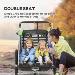 Passeggino 3-in-1 Emerald per Bambini: Bici, Rimorchio e Jogger con Imbracature di Sicurezza e Vano Portaoggetti - Product Image 5