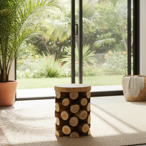 Tabouret en Branches de Teck Rustique ARTERRA, Artisanat Solide, Beauté Organique, Luxe Premium pour Appartement, Villa, Entrepôt, Hôtel - Product Image 4