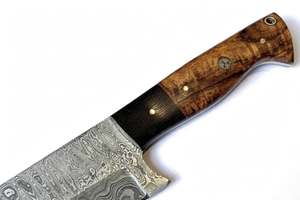 Couteau de chef artisanal en acier Damas avec manche en bois de burl stabilisé – Couteau à trancher - Product Image 4