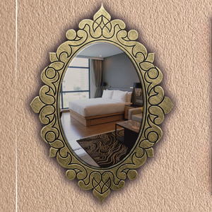 Espejo de baño ecológico sin marco con ranura en V, montado en la pared, con reflexión clara para espacios interiores modernos, bodas en India - Product Image 2