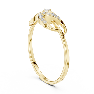 Anillo minimalista de hoja natural con diamante de corte redondo para mujer, banda a juego de oro macizo de 14k, ideal para regalo, compromiso, aniversario, boda - Product Image 4