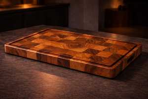 Grande planche à découper de cuisine en bois d'acacia, plateau de découpe pour viande et fruits, motif grain de bois - Product Image 6