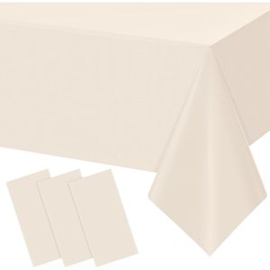 Set di 3 Tovaglie Monouso in Plastica Beige, Rettangolari, Impermeabili, per Compleanni e Matrimoni - Product Image 1