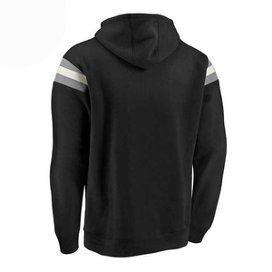 Best Seller Men's Black Hooded Sweatshirt Regular Fit Solid Color Fleece Casual Style Autumn Knitted Sleeve <b>Strip</b> - Product Image 1