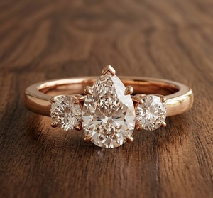 Classic VB-191SR 10K Rose Gold 3.18CT E Color VVS2 Clarity Pear Cut Lab Grown Diamond Wedding Engagement <b>Ring</b> <b>Fine</b> <b>Ring</b> Jewelry - Product Image 1