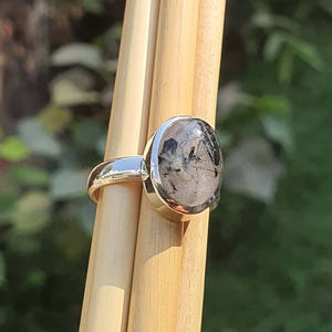 แหวนเงินแท้สำหรับผู้หญิงประดับควอตซ์สีดำแบบดั้งเดิมเครื่องประดับคริสตัลธรรมชาติที่ไม่เหมือนใครขายส่ง925จำนวนมาก - Product Image 6