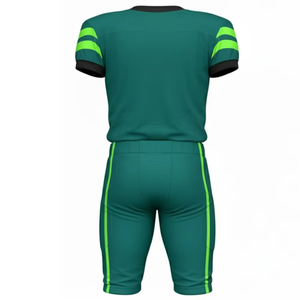 Uniforme de Fútbol Americano Personalizado para Hombre, Color Verde Azulado y Dorado, con Logotipo Personalizado, Impresión por Sublimación, Nombre y Número Personalizados, Fabricante OEM, Venta al Por Mayor - Product Image 2