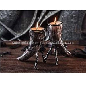 Bougeoirs élégants en métal de conception de corne noire blanche exclusive pour la maison hôtel villas mariage bougeoirs parfumés décoratifs - Product Image 5