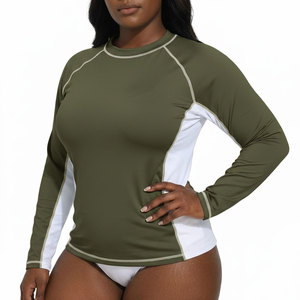 Camiseta de natación de manga larga con costuras planas y protección antirozaduras para mujer - Product Image 1