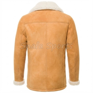 Custom Men's Winter <b>Jacket</b> Faux Fur <b>Shearling</b> Collar Classic Aviator <b>Bomber</b> Style Genuine Pure Leather Men's <b>Jackets</b> - Product Image 2