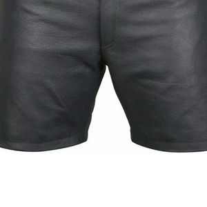 Best Sale Solid Color <b>Men</b> <b>Leather</b> Cowhide <b>Shorts</b> High Street Style Cowhide <b>Leather</b> <b>Shorts</b> - Product Image 4