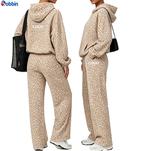 Nuevo Conjunto Deportivo Personalizado para Mujer con Estampado de Leopardo + Sudadera con Capucha y Pantalones Casuales de Talla Grande, Corte Holgado, para Otoño - Product Image 2