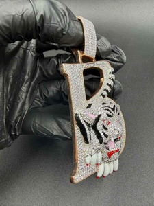 Moissanite Iced Out Tiger <b>Initial</b> Pendant Hip Hop Luxury Statement <b>Necklace</b> Custom Streetwear Jewelry <b>For</b> <b>Men</b> Women - Product Image 5