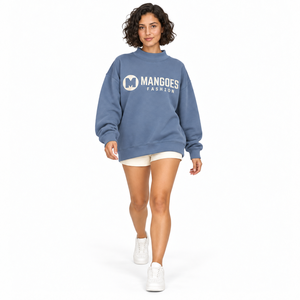 Sudadera de invierno personalizada para mujer, cuello simulado, larga, 100% algodón, forro polar suave y grueso, holgada, ecológica, transpirable, con logo frontal - Product Image 4