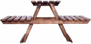 Rustic Wooden <b>Flower</b> Stand With Two Tiers For Indoor Use With Vases And <b>Flowers</b> - Product Image 3