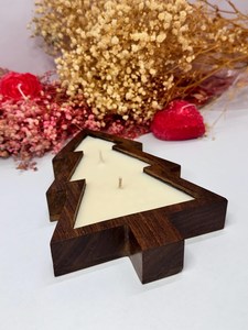 Cuenco de madera artesanal Curio Craft para árbol de Navidad y recipiente rústico para velas de cera de soja |   Decoración del Hogar - Product Image 5