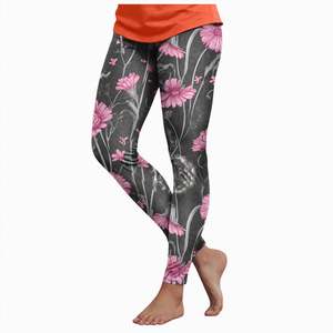 Splendid Apparel High Waist Full Length Paisley <b>Pattern</b> Leggings <b>Machine</b> Embroidery Stretch <b>Knitted</b> Spandex Bohemian Women's - Product Image 1
