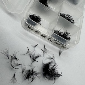 Extensions de cils préfabriquées en fibres PBT 3D-20D, longueurs mixtes, naturelles, longues, courbures CC/DD/LD/M, logo personnalisé, options de boîtes multiples - Product Image 1