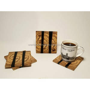 Juego de posavasos de resina de madera rústica, posavasos redondo y cuadrado para bebidas, posavasos para té, portavasos, comedor, elegante accesorio para sala de estar - Product Image 1