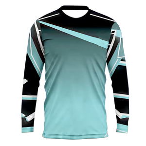 T-shirt sportif à manches longues, imprimé par sublimation, motif géométrique, col rond, coupe régulière, séchage rapide, en polyester tricoté, best-seller - Product Image 1