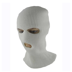 Balaclava en tricot blanc à 3 trous, masque facial unisexe pour adulte, couverture chaude d'hiver pour l'extérieur, 100% acrylique - Product Image 4