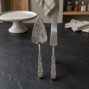 Ensemble de serveurs à gâteau décoratifs avec poignées élégantes pour la restauration à domicile de luxe, les cadeaux de mariage et les collections de vaisselle haut de gamme - Product Image 5