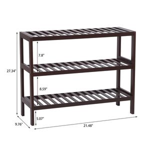 Moderna Scarpiera a 3 Ripiani in Bambù con Panca, Scaffale Multifunzionale per Ingresso, Corridoio, Bagno o Soggiorno - Product Image 6