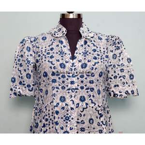 Vestido de Fiesta Moderno, Estilo Dulce, Vestido de Verano, Estampado Floral a Mano, Algodón, Estilo Canguro, Hermoso Vestido Casual en Línea A para Mujer - Product Image 2