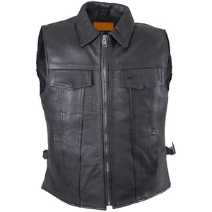 Chaleco de Cuero Genuino para Motociclista, Diseño Personalizado, Impermeable, Transpirable, Estilo Vintage, Cierre de Cremallera, Cuello en V, con Bolsillos, a la Moda para Invierno - Product Image 1