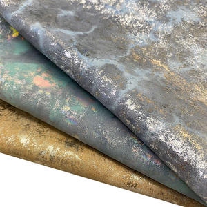 หนังแกะชั้นบนสุด หนังแกะฟอกแบบไม่ใช้โครเมียม ลายดอกไม้สีทองและสีเงินหลากสีสัน - Product Image 4