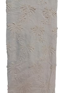 Tissu en coton blanc pur en gros avec motifs de palmiers tropicaux et broderie 3D en cordon pour vêtements de plage et tenues d'été - Product Image 3