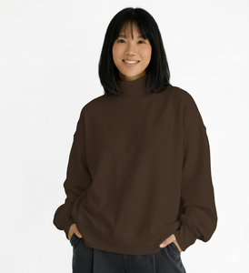 Women's Mock Neck Pullover Sweatshirt High Quality Soft Touch Fleece Polyester/Cotton OEM Service <b>Winter</b> Casual <b>Top</b> - Product Image 1