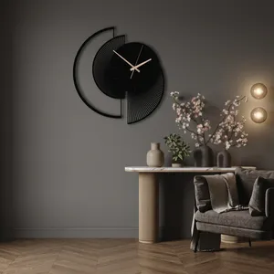 Modern Metal <b>Wall</b> <b>Clock</b> Artistic Circular Design Contemporary Decorative Timepiece Luxury Living Room Interior <b>Wall</b> <b>Decor</b> - Product Image 6