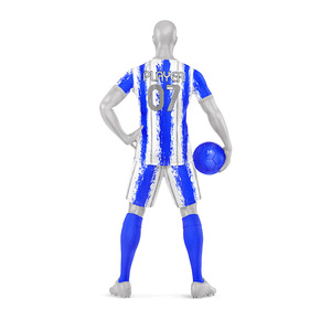 Ensemble de maillots et shorts de football personnalisés pour hommes, 100% polyester, extensible dans quatre directions, séchage rapide, imprimé par transfert thermique, uniformes de football - Product Image 2