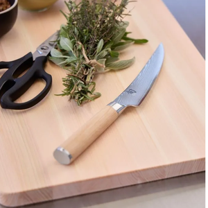 Couteau à désosser et à fileter de 6 pouces en acier Damas, lame courbée, couteau de cuisine pour la préparation de la viande de poisson, avec manche en bois de Pakka blond - Product Image 6