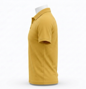 เสื้อโปโลผู้ชายสีเหลืองมัสตาร์ด แขนสั้น ปกคอปก ทรงปกติ สีพื้น ใส่ได้ทุกฤดู โพลีเอสเตอร์ 100% - Product Image 3