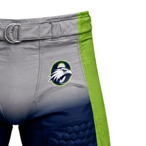 Light Gray & Lime Green American Football <b>Compression</b> Shorts with Navy Padded Protection, Adult Training & Game Performance Gear - Product Image 3