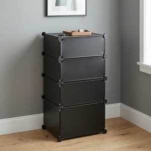 Estante OEM al por mayor de Taiwán fabricante de muebles de almacenamiento para el hogar DIY PP niños juguete plegable enclavamiento 4 cubos de almacenamiento - Product Image 5