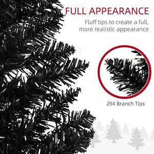 5ft Slim Artificial Christmas <b>Tree</b> with Realistic Branches and Warm White <b>LED</b> Lights Black-Pencil Christmas Lights - Product Image 6