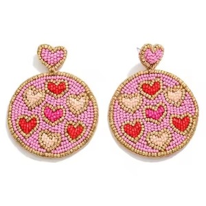Pendientes de Aro Bordados a Mano con Cuentas Clásicas, Pendientes de Moda con Bordado Floral Único de Cuentas - Product Image 1