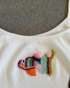 Débardeur élégant brodé de perles de rocaille, design moderne, fait main, avec broderie détaillée - Product Image 2