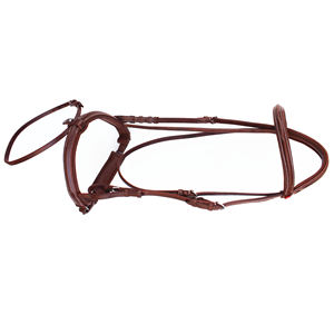 Bridon en cuir pour cheval avec ajustement réglable, collier équestre marron avec design cousu - Product Image 6