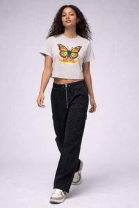 Camiseta Casual de Cuello Redondo para Mujer, Corte Ajustado, Manga Corta, Transpirable, Ecológica, de Jersey, con Estampado de Serigrafía, de Secado Rápido - Product Image 4