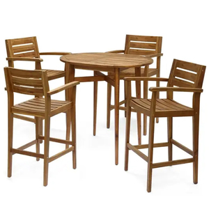 Conjunto de Bar para Exteriores Sadana de Madera de Teca Sólida, Mesa Redonda Moderna, Minimalista, Premium y Duradera, Muebles de Patio y Bistro para Resort, Cafetería y Jardín - Product Image 6